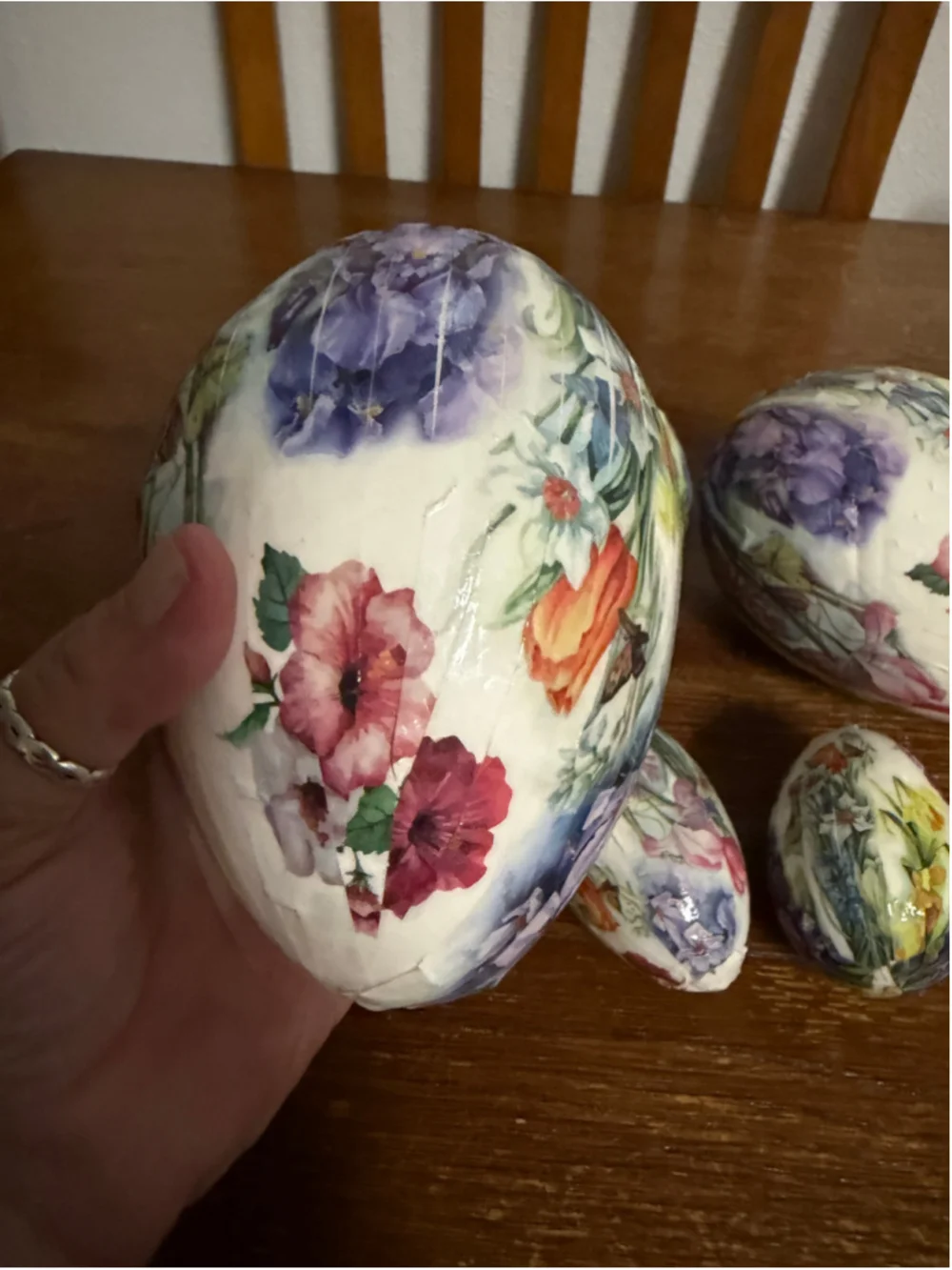 Vintage Floral Decoupage Paper Easter Eggs Lot of 8 Large & Small Spring Holiday